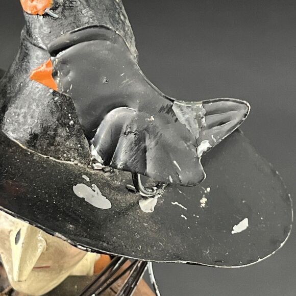 Halloween Decorative Scary Resin & Metal Witch Figurine Folk Art Rustic - Picture 13 of 15